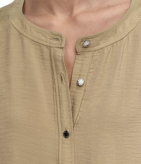 DKNY by Donna Karan Flowy Rumpled Voile Button Front Top Product Image