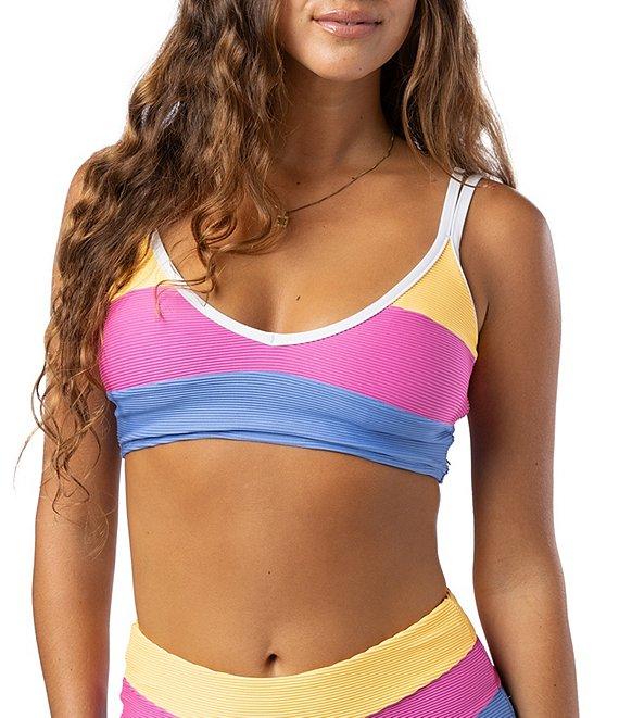 Rip Curl Block Party Spliced High Waist Back Ruched Hipster Swim Bottom Product Image