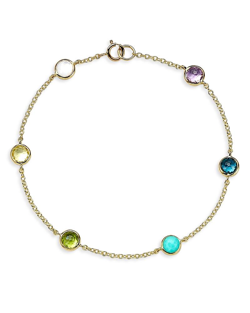 Womens 18K Green Gold & Multi-Gemstone Station Bracelet Product Image
