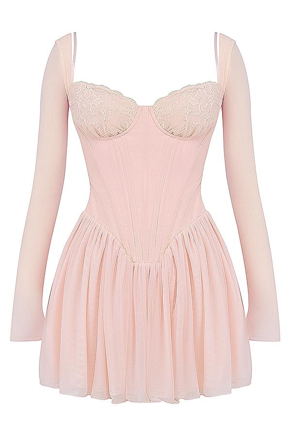 Vivi  soft peach corset mini dress Product Image
