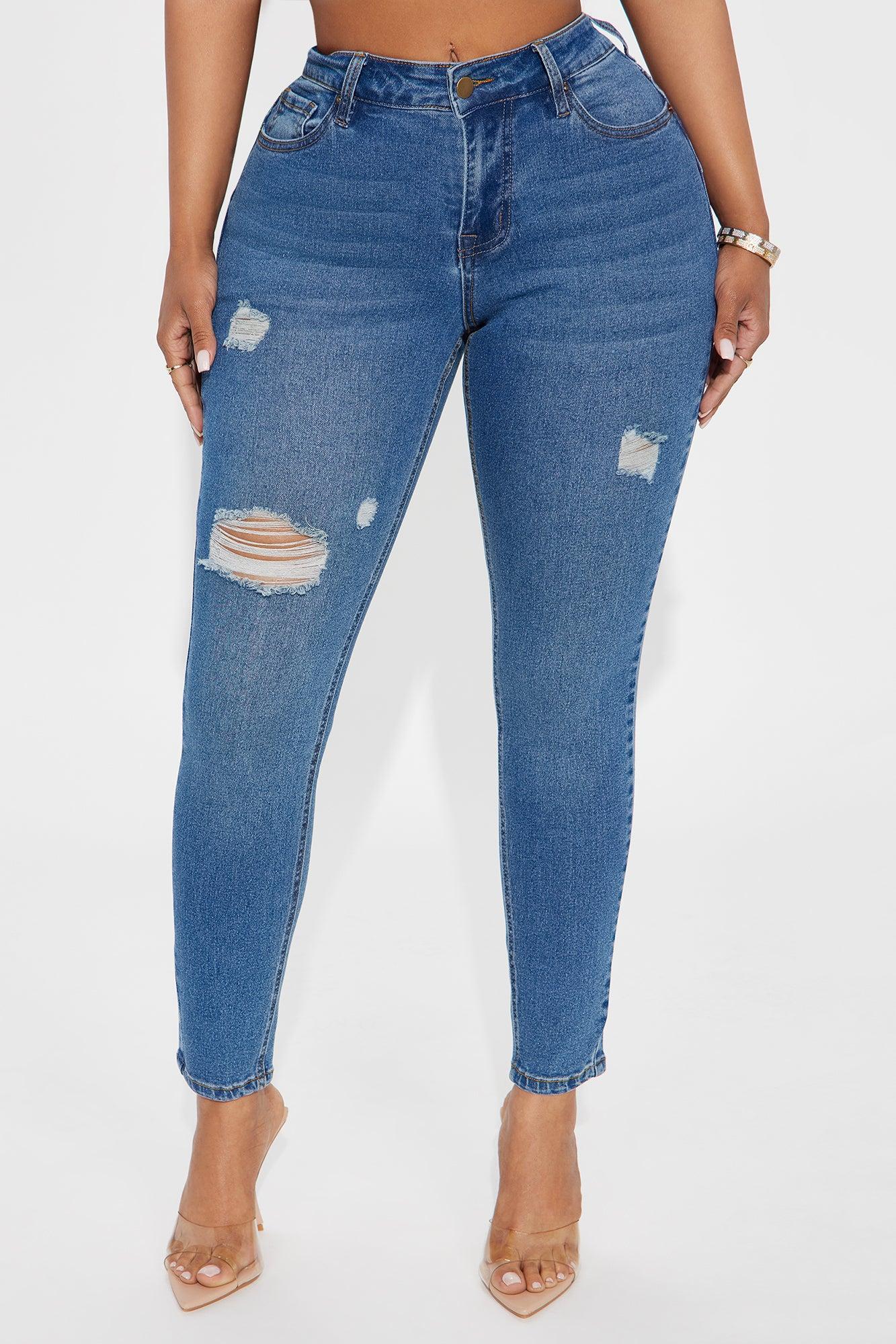 Vibe Check Curvy Stretch Ripped Skinny Jeans - Medium Wash Female Product Image