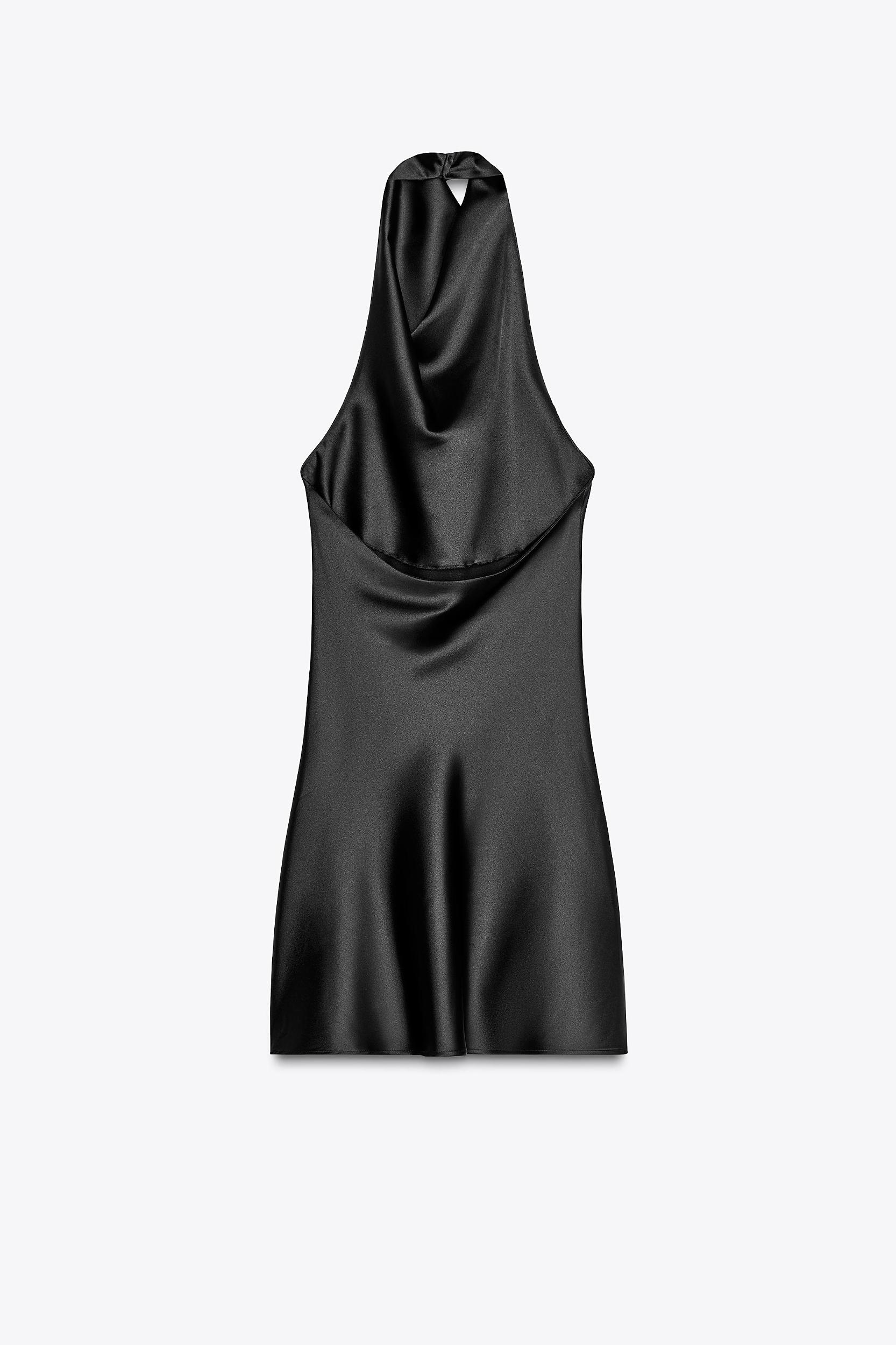 SATIN HALTER MINI DRESS Product Image