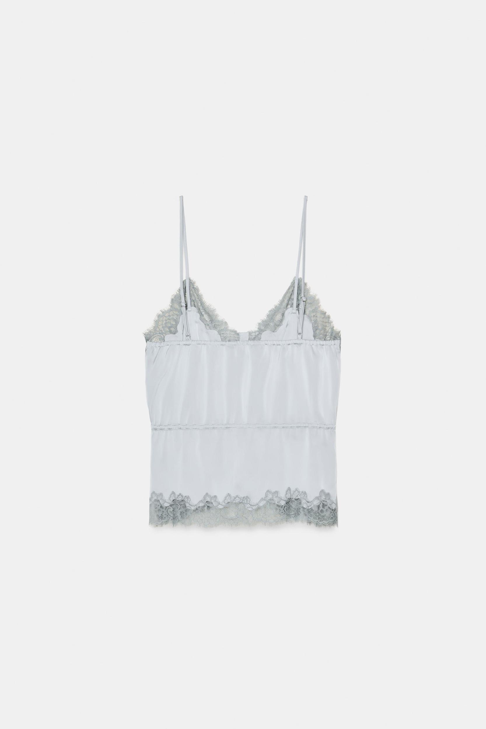 SATIN EFFECT LACE TOP Product Image