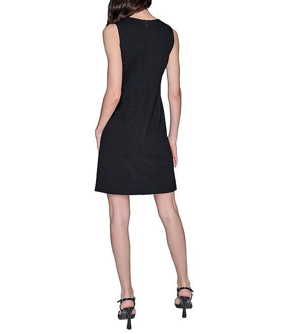 KARL LAGERFELD PARIS Bow Front Scuba Crepe Sheath Dress Product Image