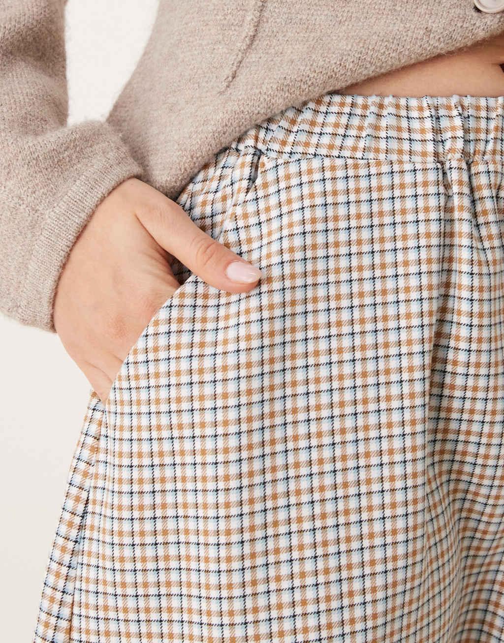 Miss Selfridge midi skirt in plaid print Product Image