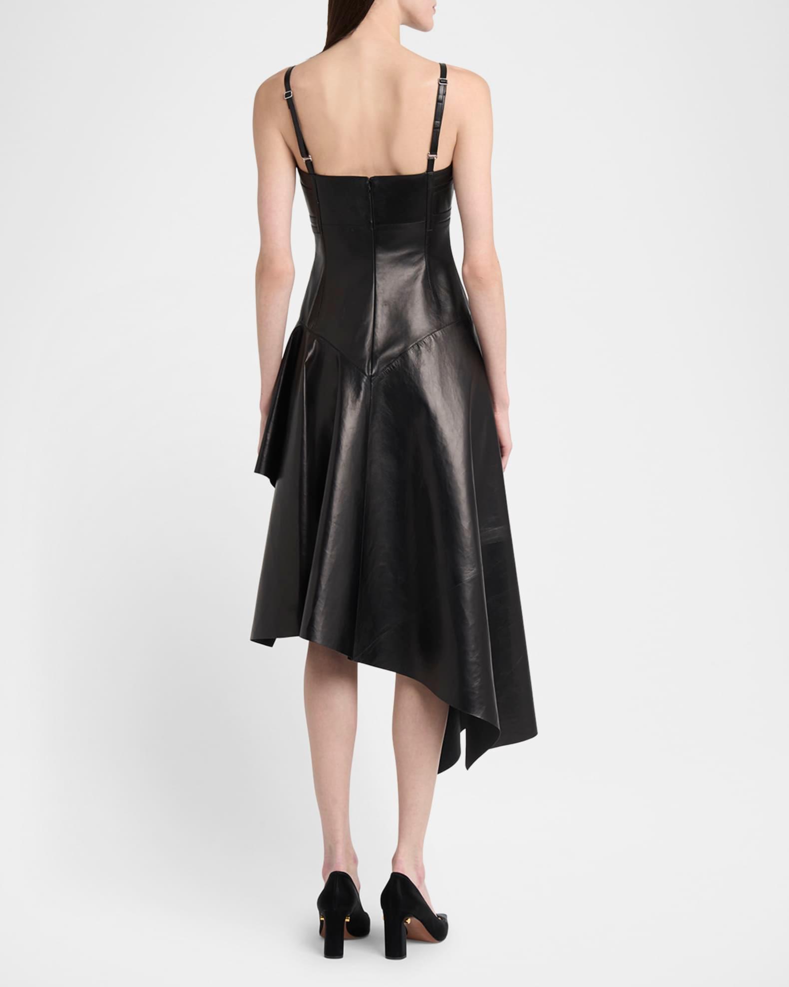 Asymmetric Draped Leather Dress Product Image