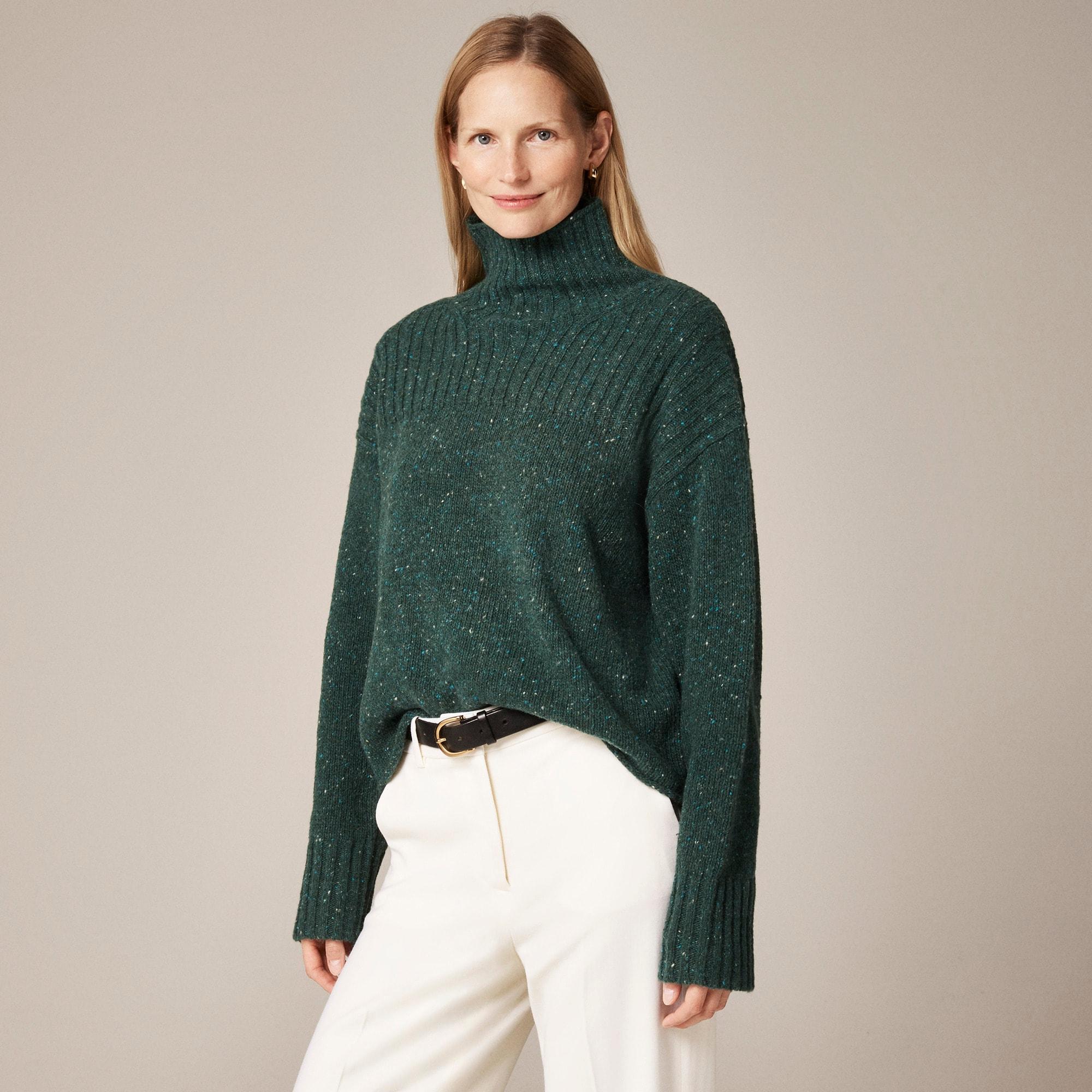 Ribbed turtleneck sweater in donegal wool blend Product Image