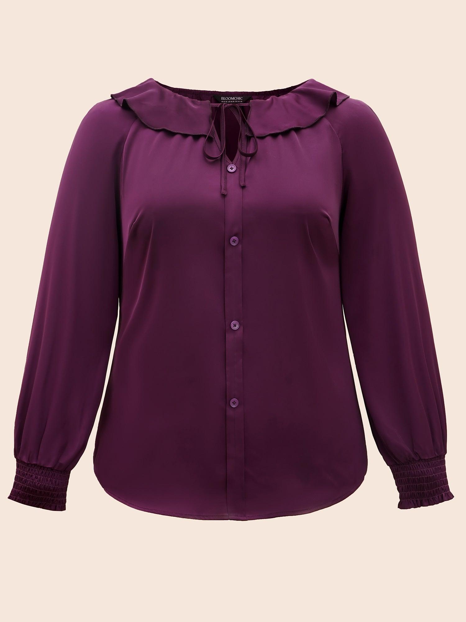 Regal Lotus Neckline Cuff Sleeves Blouse Female Product Image