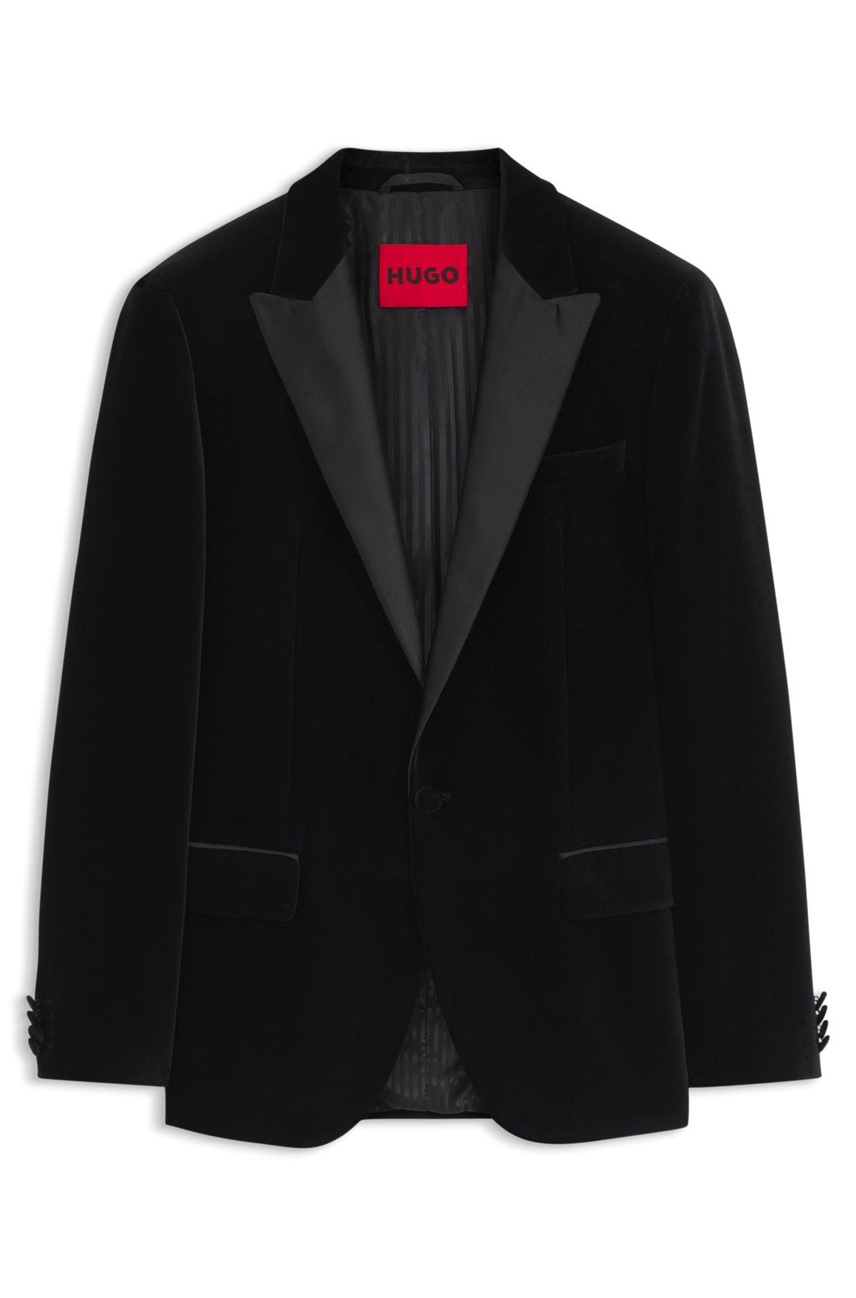 Slim-fit tuxedo jacket in cotton velvet Product Image