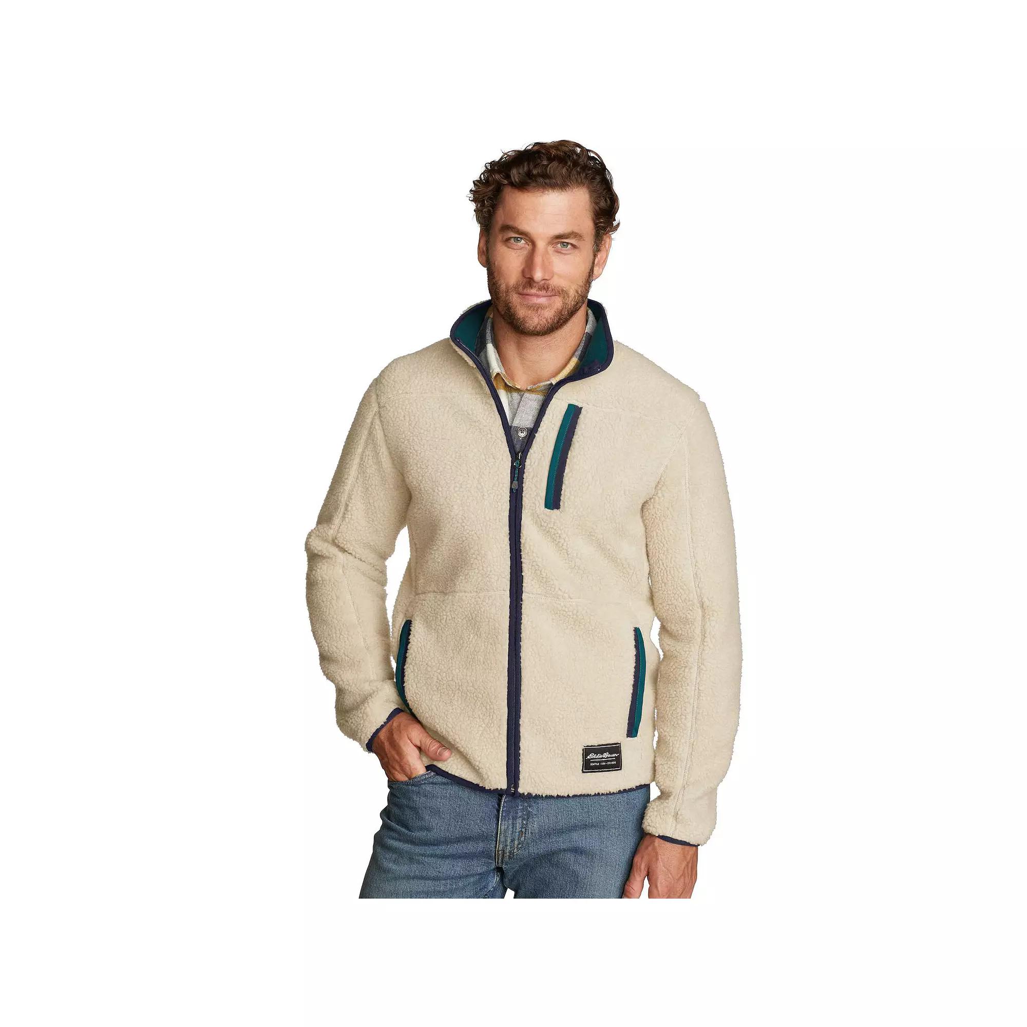 Men's Eddie Bauer Chilali Faux Shearling Fleece Full-Zip Jacket, Size: Large, Oyster Product Image