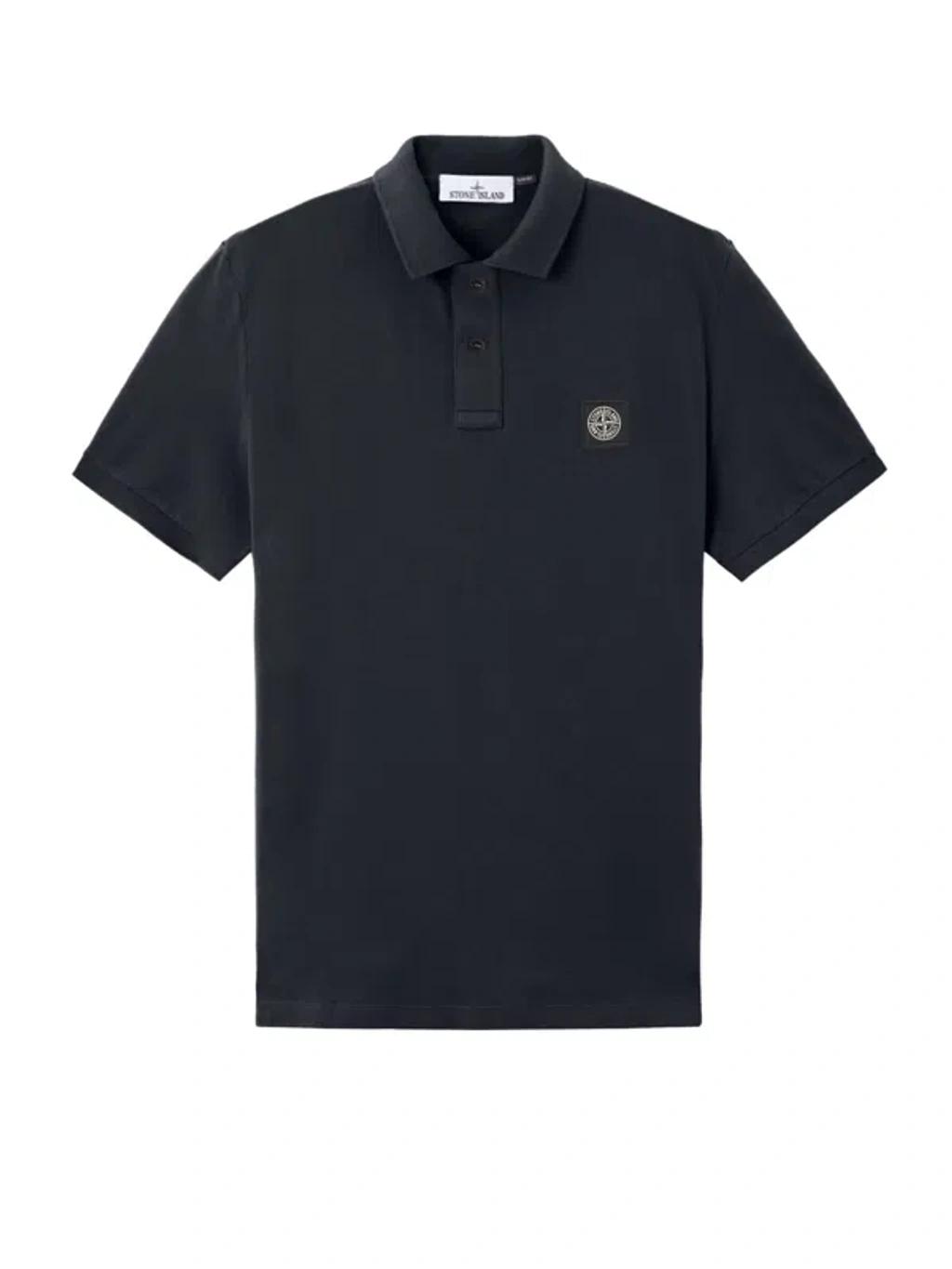 STONE ISLAND Mens Black Brand-patch Regular-fit Stretch-cotton Polo Shirt Xl Product Image