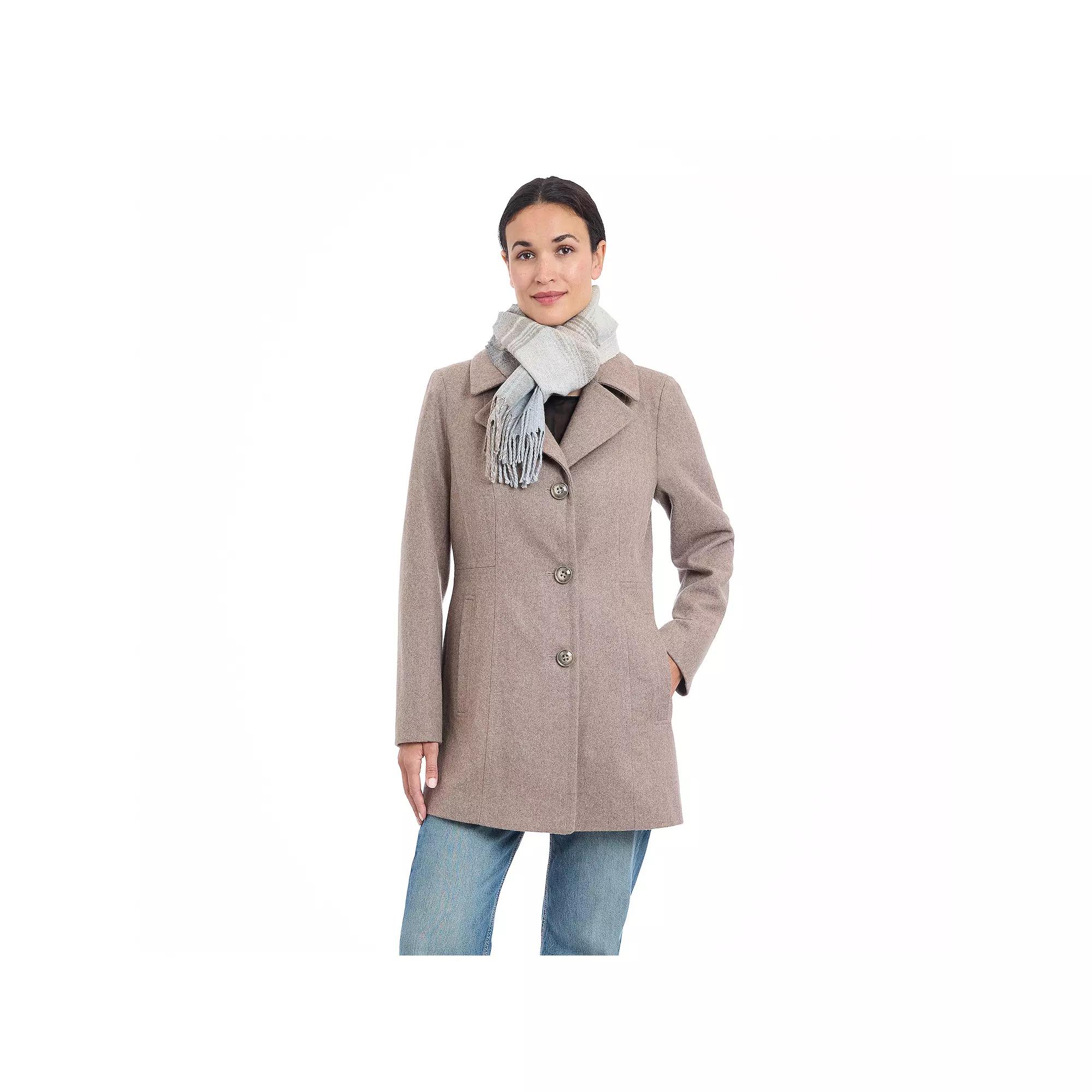 Women's London Fog Single Breasted Coat & Scarf,  Product Image