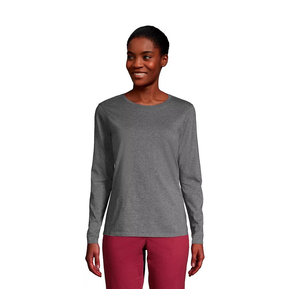 Petite Lands' End Relaxed-Fit Supima Long Sleeve Cotton Crewneck Tee, Women's,  Product Image