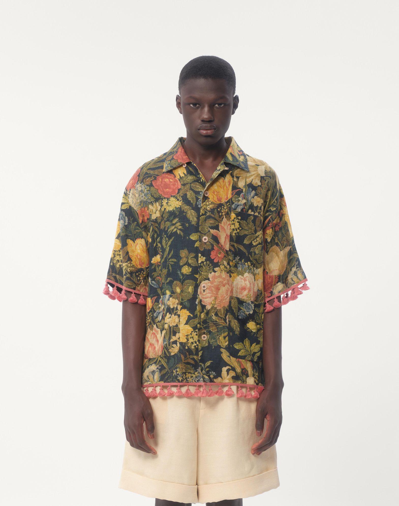 Linen Bowling Shirt With Apres L'Hiver Print Product Image