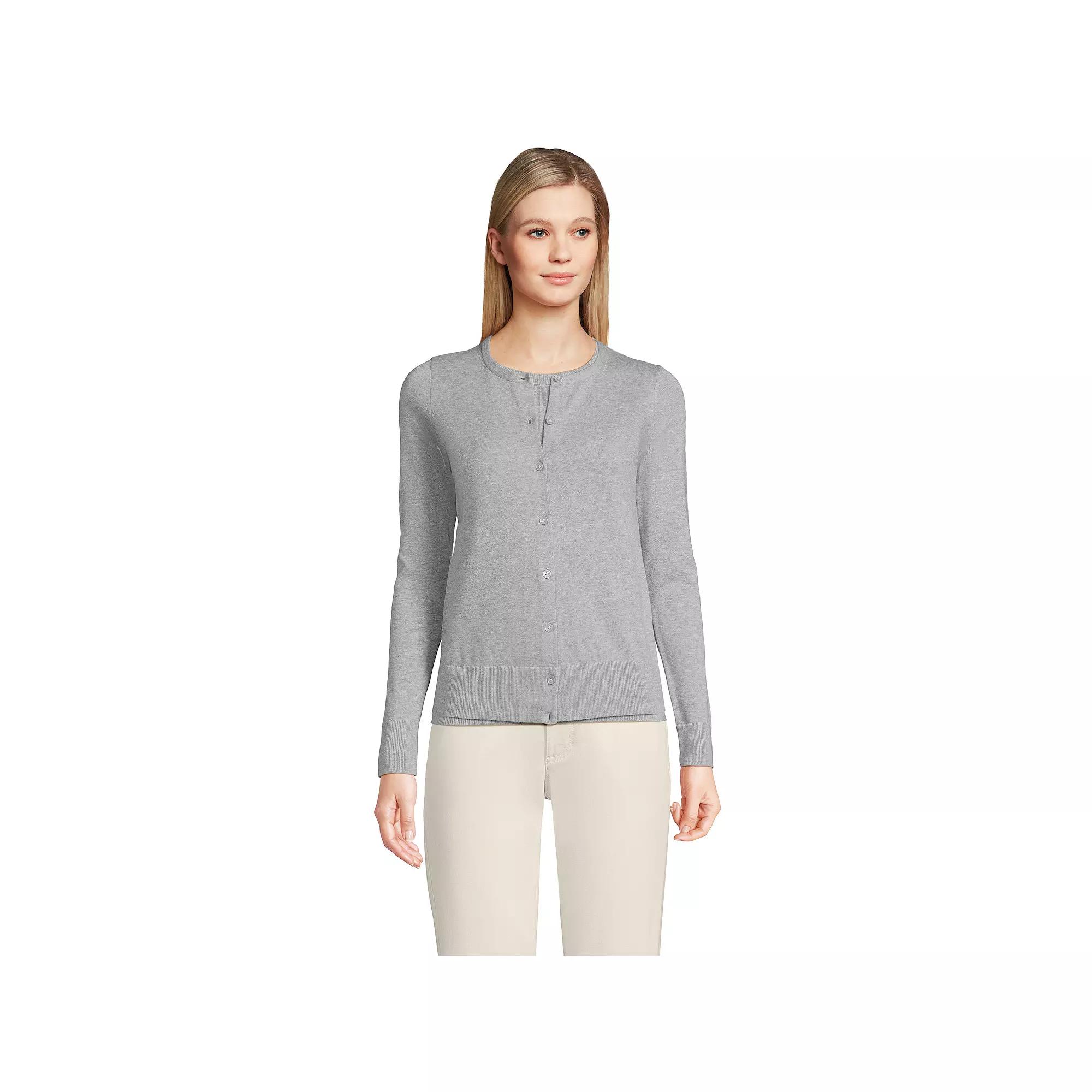 Women's Lands' End Tall Fine Gauge Cotton Cardigan Sweater,  Product Image