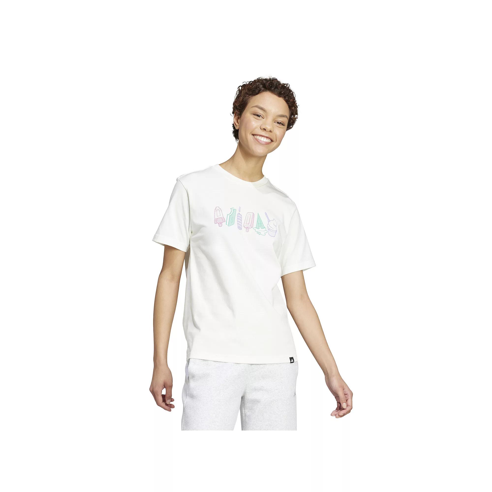 adidas Lounge Food Graphic Tee Off White S Womens Product Image