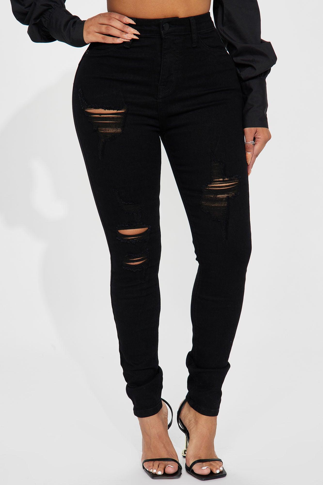 Miami Booty Lifting Ripped High Rise Stretch Skinny Jeans - Black Product Image
