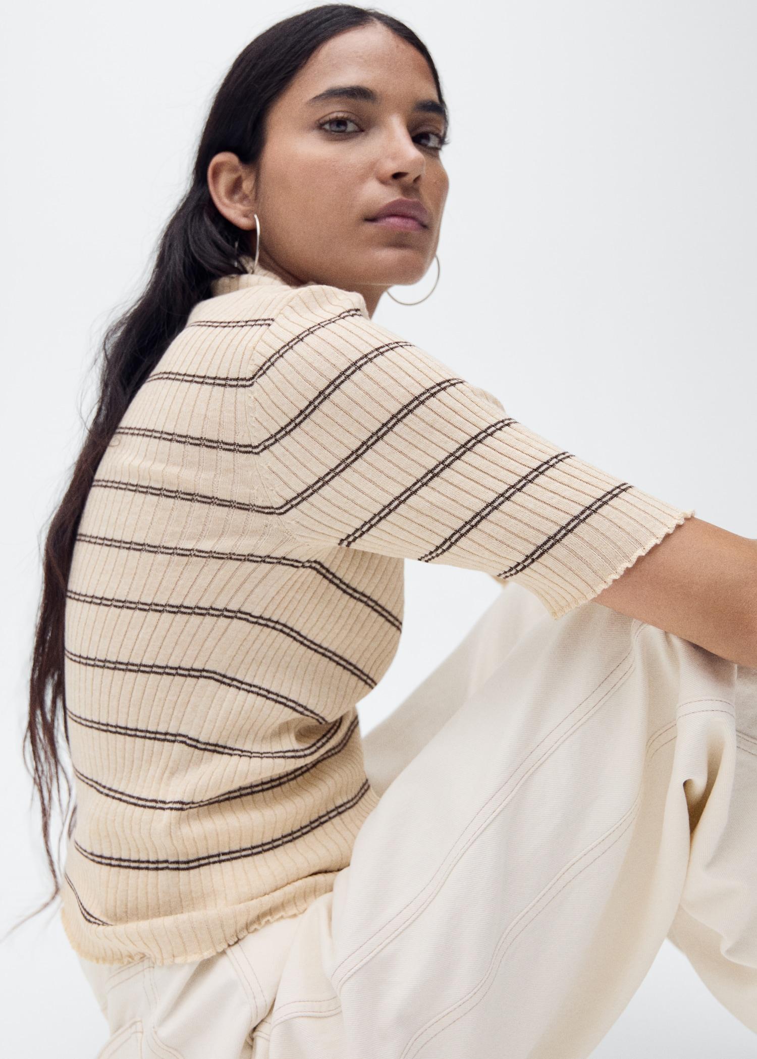 Rib-knit sweater with perkins neck - Women | MANGO USA Product Image