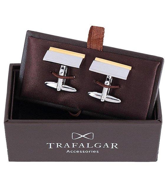 Trafalgar Stately Shiny Gold And Brushed Rhodium Cuff Links Product Image