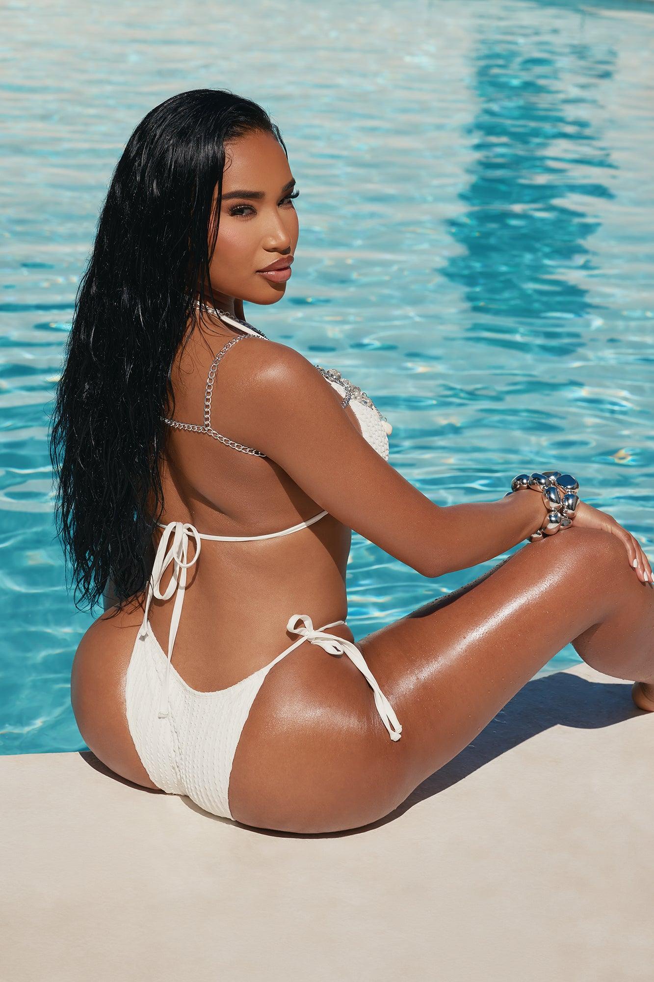 Ocean Goddess Gemstones Beaded Body Chain Bikini Top - Ivory Product Image