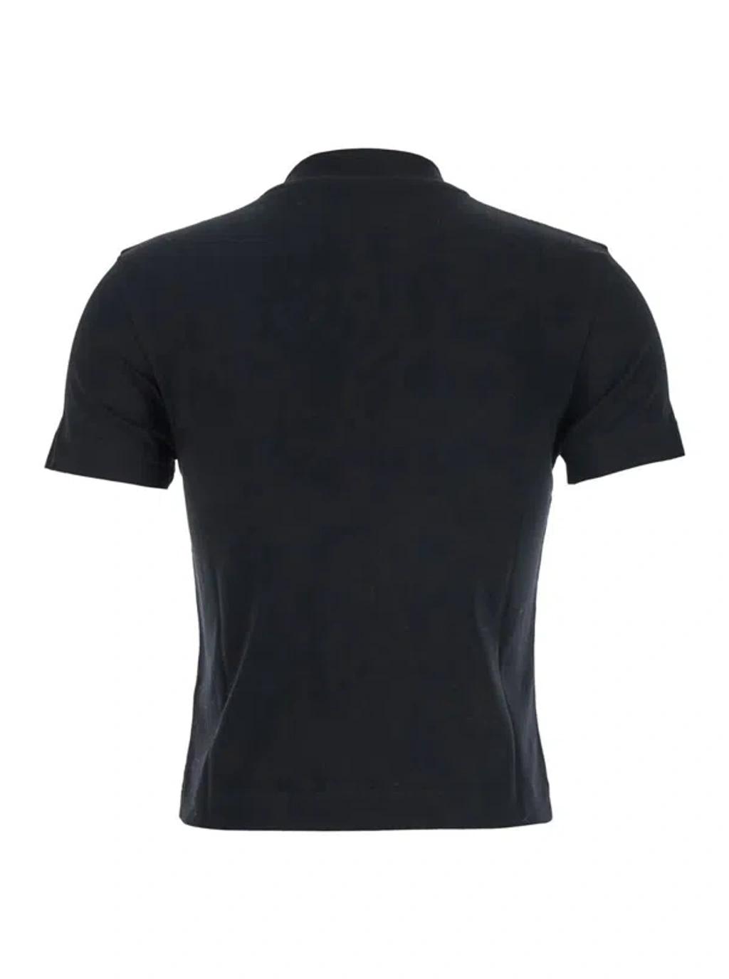 JACQUEMUS Black Fitted T-shirt With Logo Patch In Stretch Cotton Woman Product Image