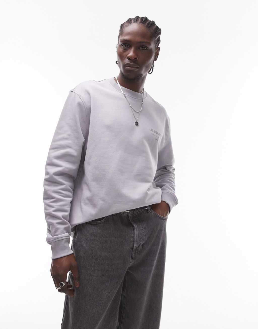 AllSaints Underground oversized sweatshirt in machine gray Product Image