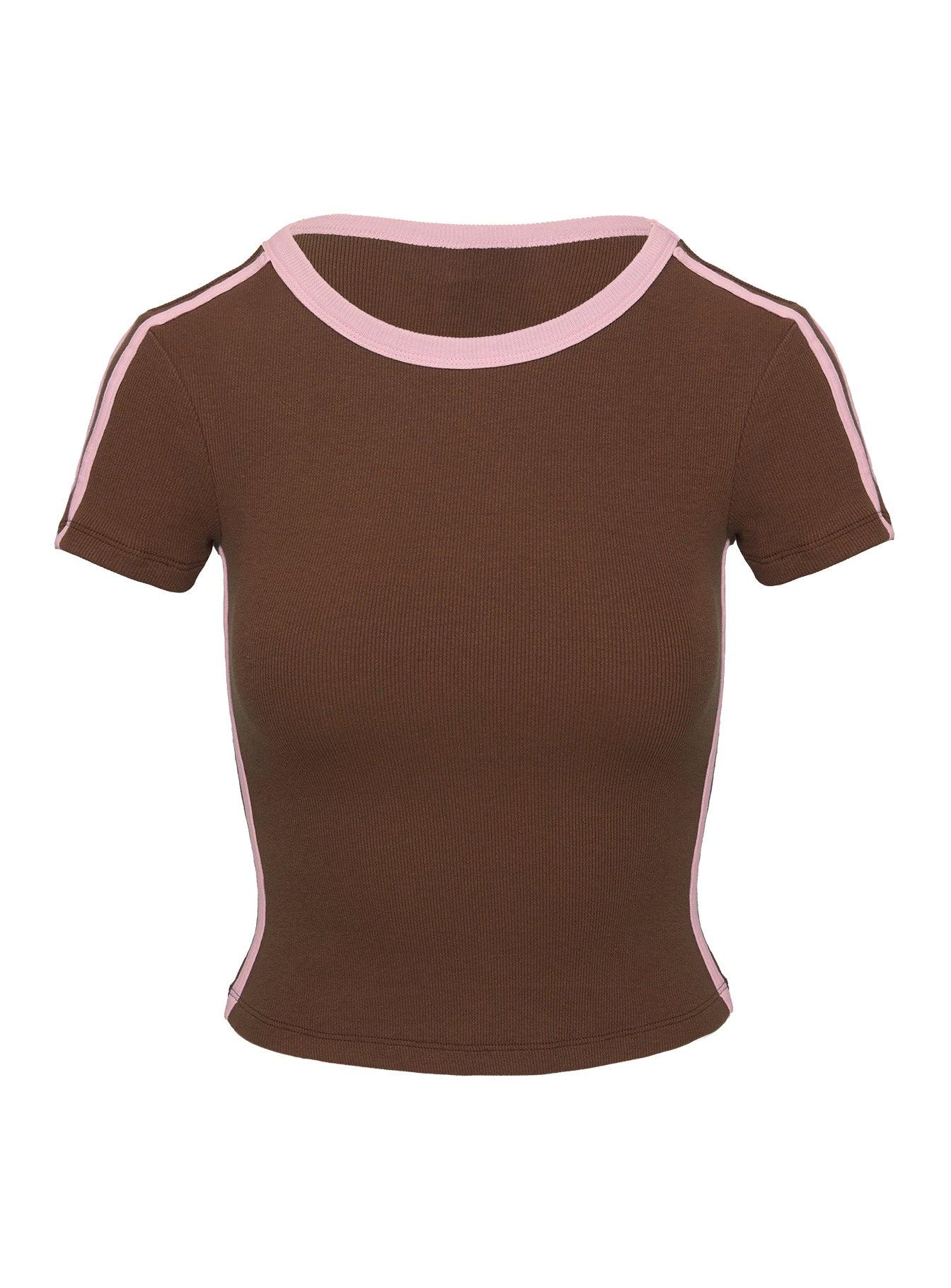 Baseline Scoop Rib Tee Brown / Pink Product Image