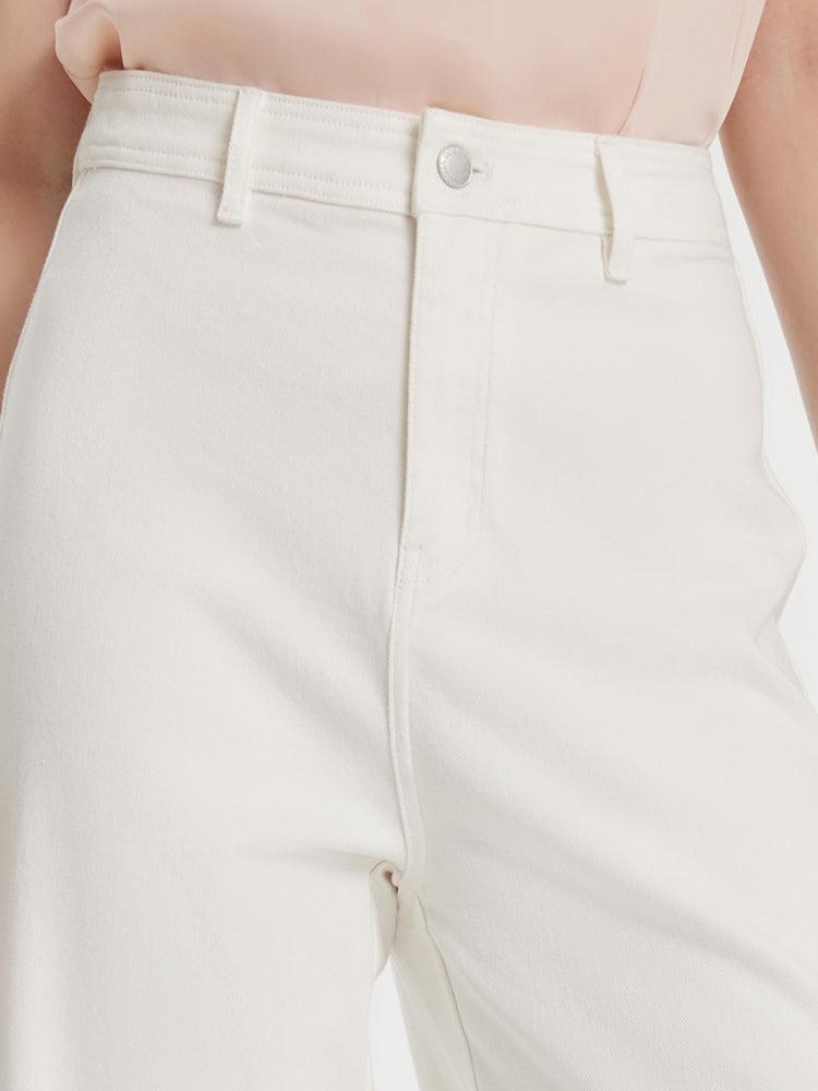 High-Waisted Straight Full Length Women Jeans Product Image