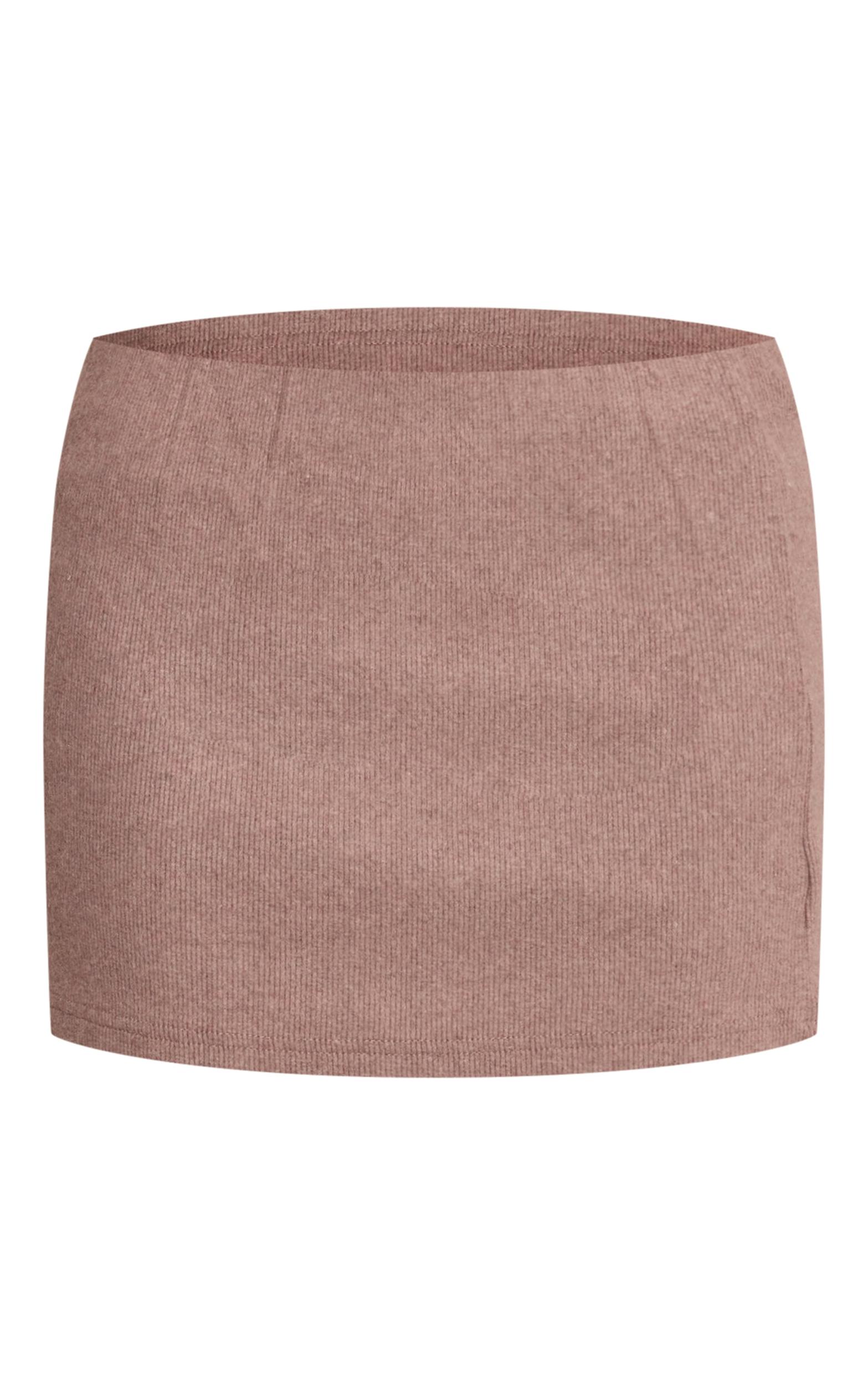 Light Brown Thick Brushed Rib Mini Skirt Product Image