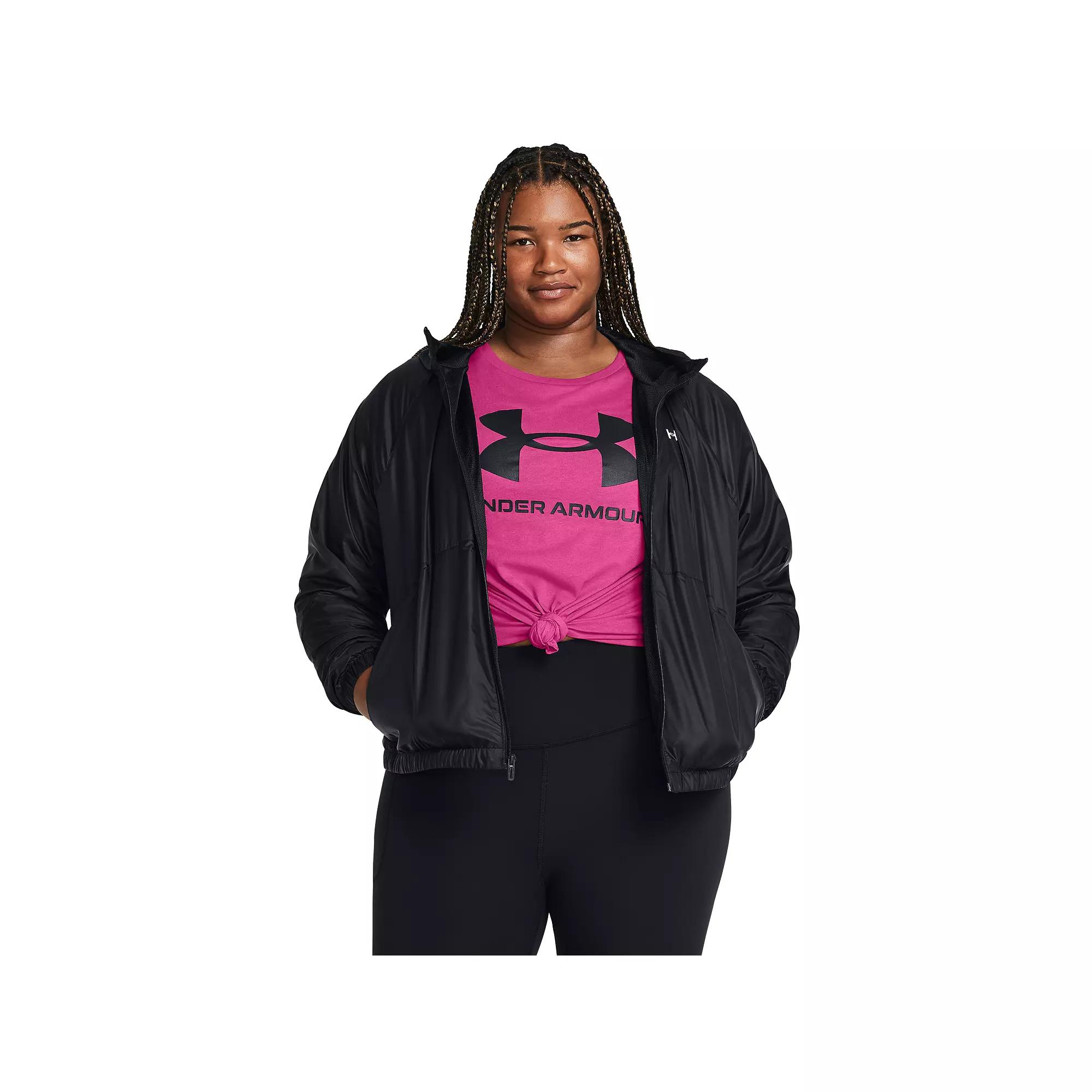 Plus Size Women's Under Armour Rival Full-Zip Windbreaker Jacket, Size: 1XL, Black Product Image