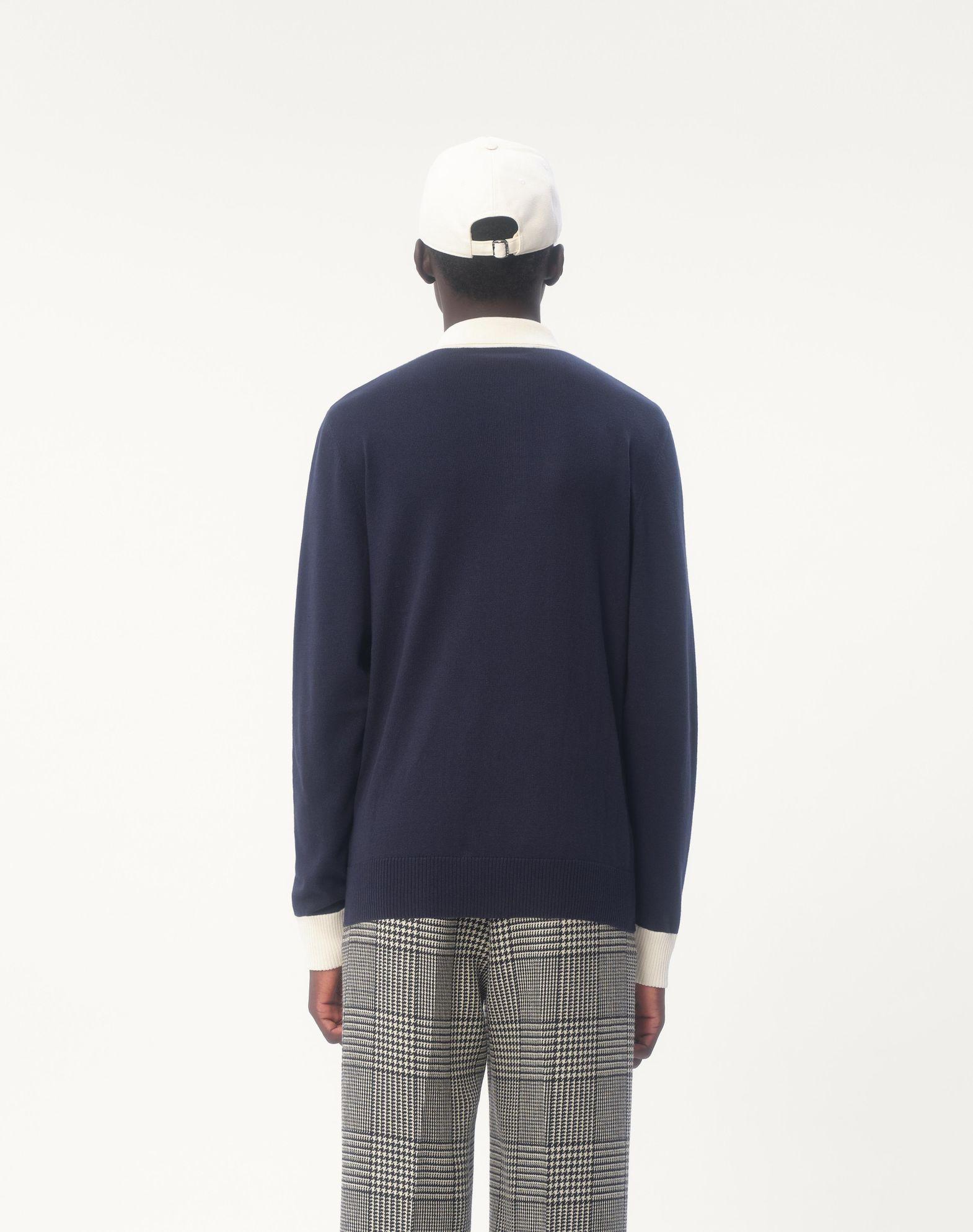 Long-Sleeved Cotton Polo Shirt Product Image