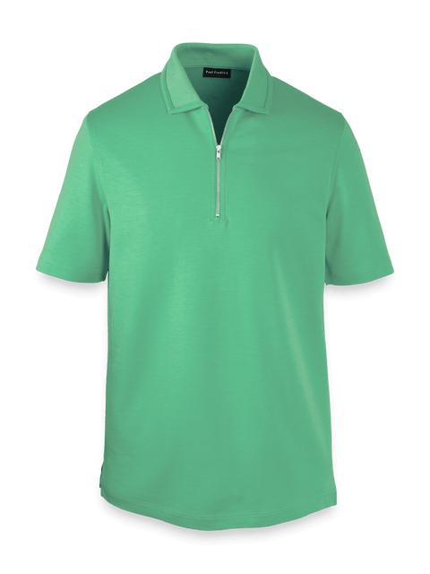 Lyocell Blend Quarter Zip Polo - Green Product Image