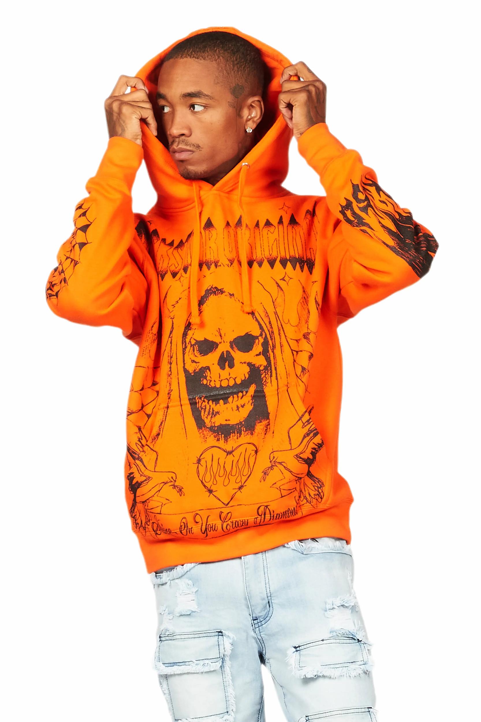Pogboom Orange Graphic Hoodie Male Product Image