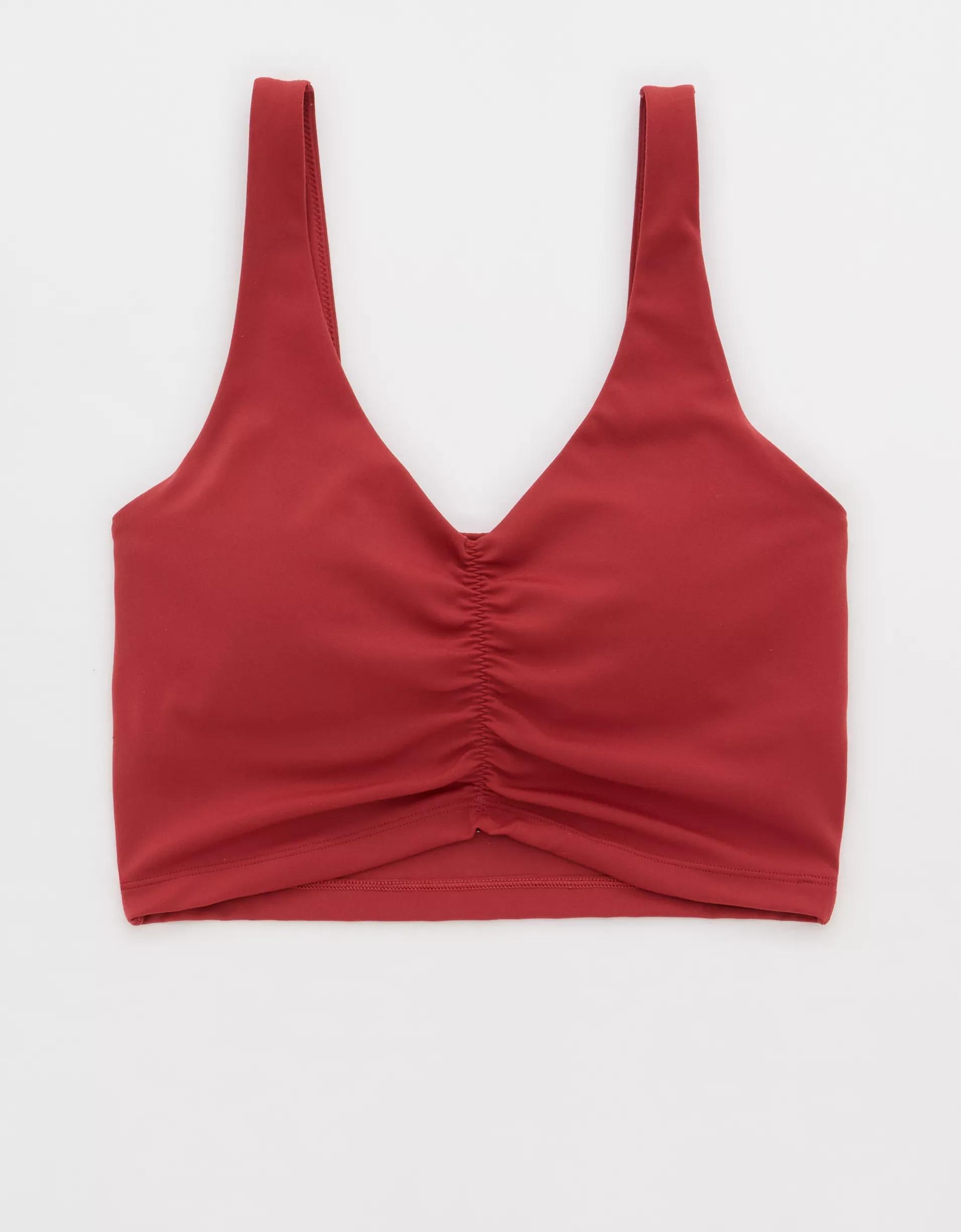 OFFLINE By Aerie Real Me Low Key Ruched Longline Sports Bra Product Image