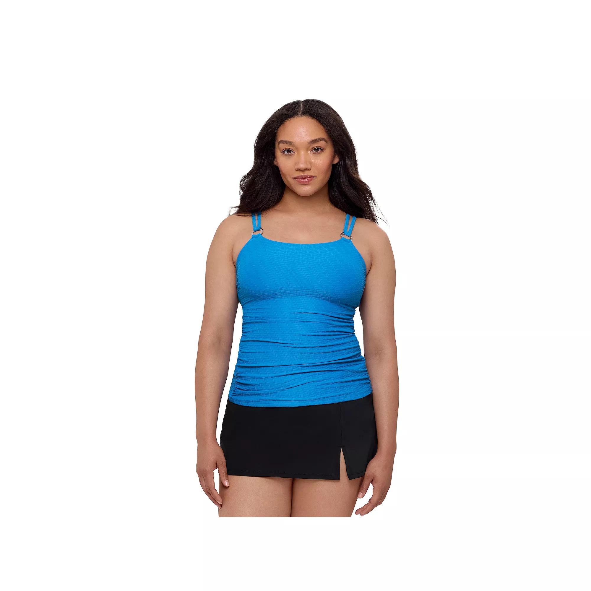 Womens Bal Harbour Solid Rouched Sides Ring Tankini Top Orange Product Image