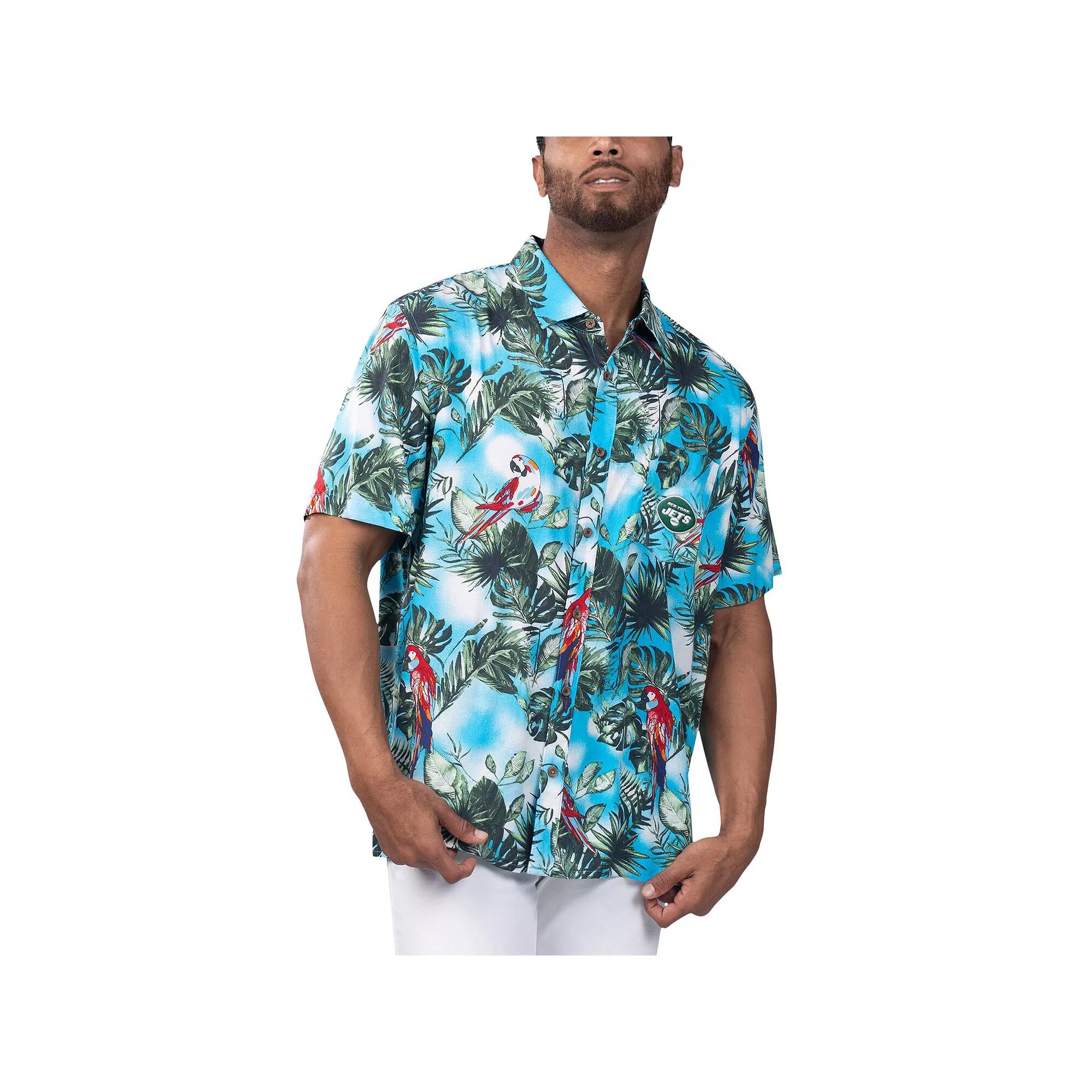Men's Margaritaville Light Blue Philadelphia Eagles Jungle Parrot Party Button-Up Shirt, Size: Medium Product Image