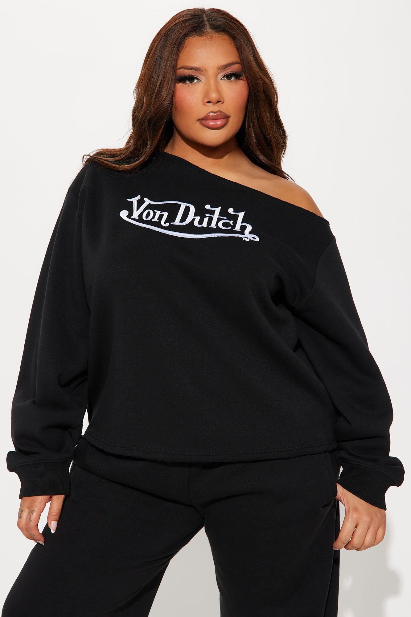 Von Dutch Classic Off Shoulder Sweatshirt - Black Product Image