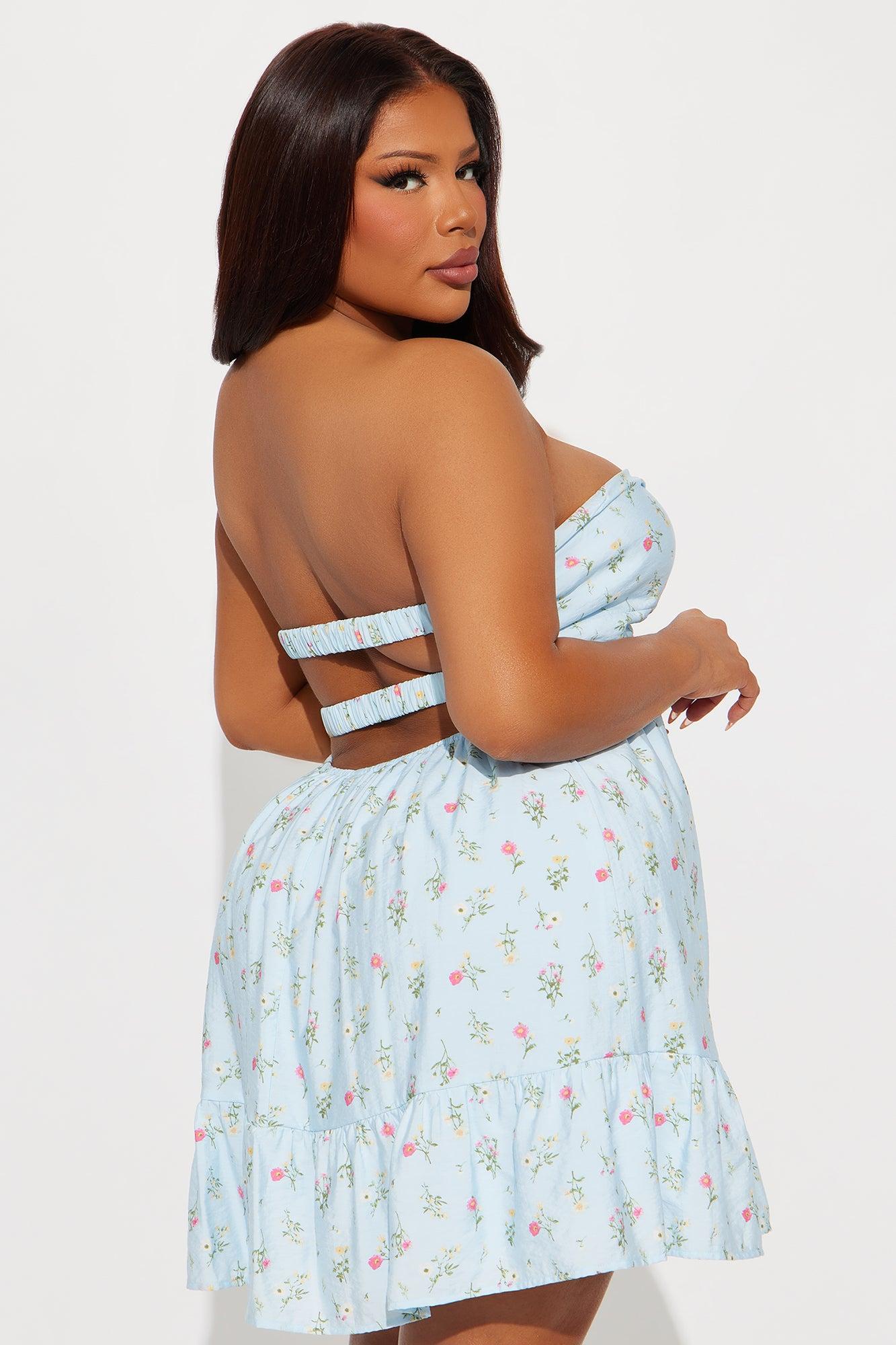 Darla Floral Mini Dress - Blue Product Image