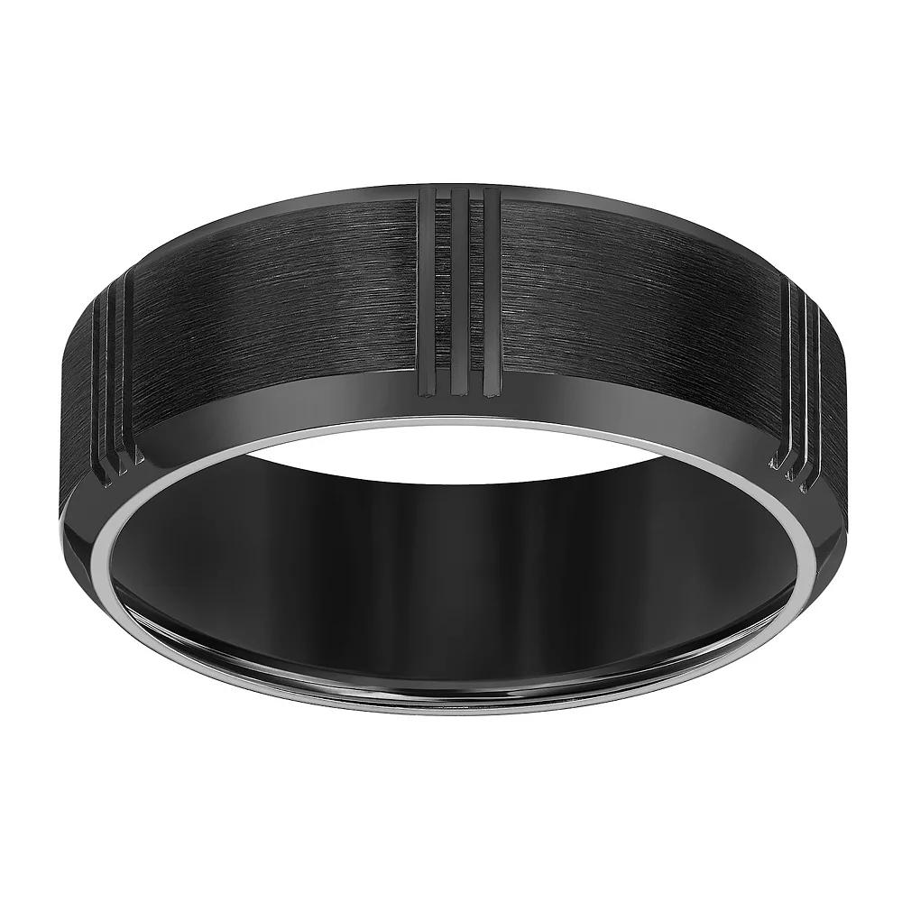AXL Black Titanium 8 mm Comfort Fit Men's Band, Size: 9, Black silver Product Image