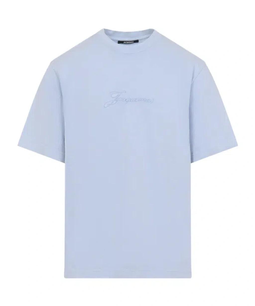 JACQUEMUS Mens Blue Pigmento Log-embroidered Cotton T-shirt Xl Product Image