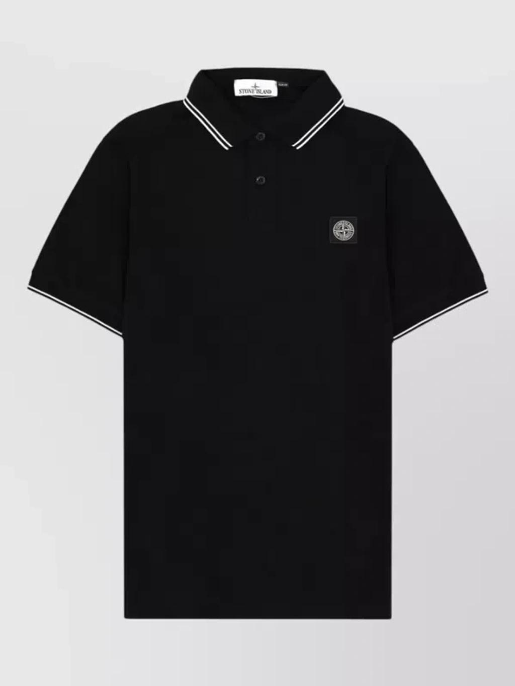 STONE ISLAND Mens Black Brand-patch Regular-fit Stretch-cotton Polo Shirt Xl Product Image
