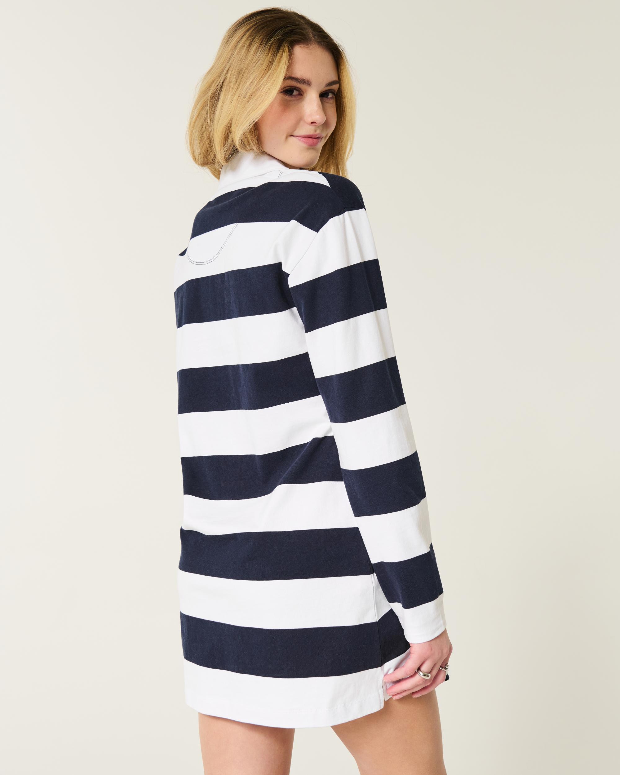 Long-Sleeve Rugby Mini Dress Product Image