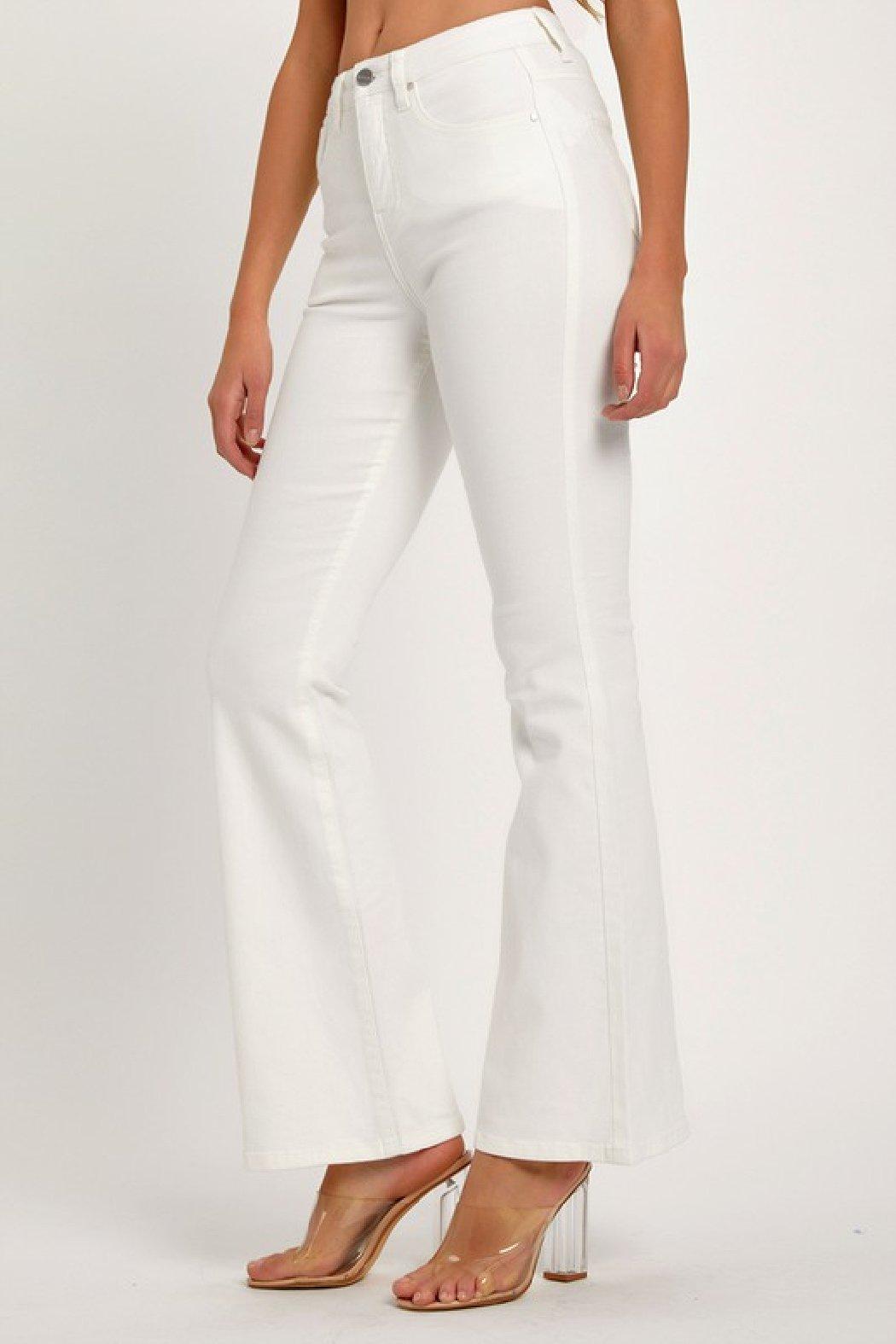 White High Rise Flare Jeans Product Image