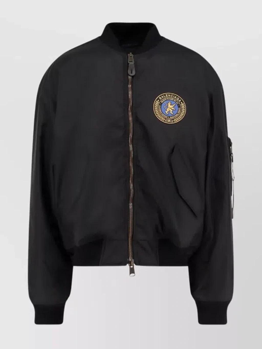 BALENCIAGA Nylon Uniform Merch Large Fit Bomber In Black Product Image