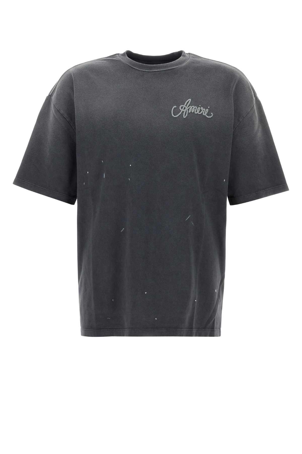 AMIRI Black Crewneck T-shirt With Logo Lettering On Front And Rear Product Image