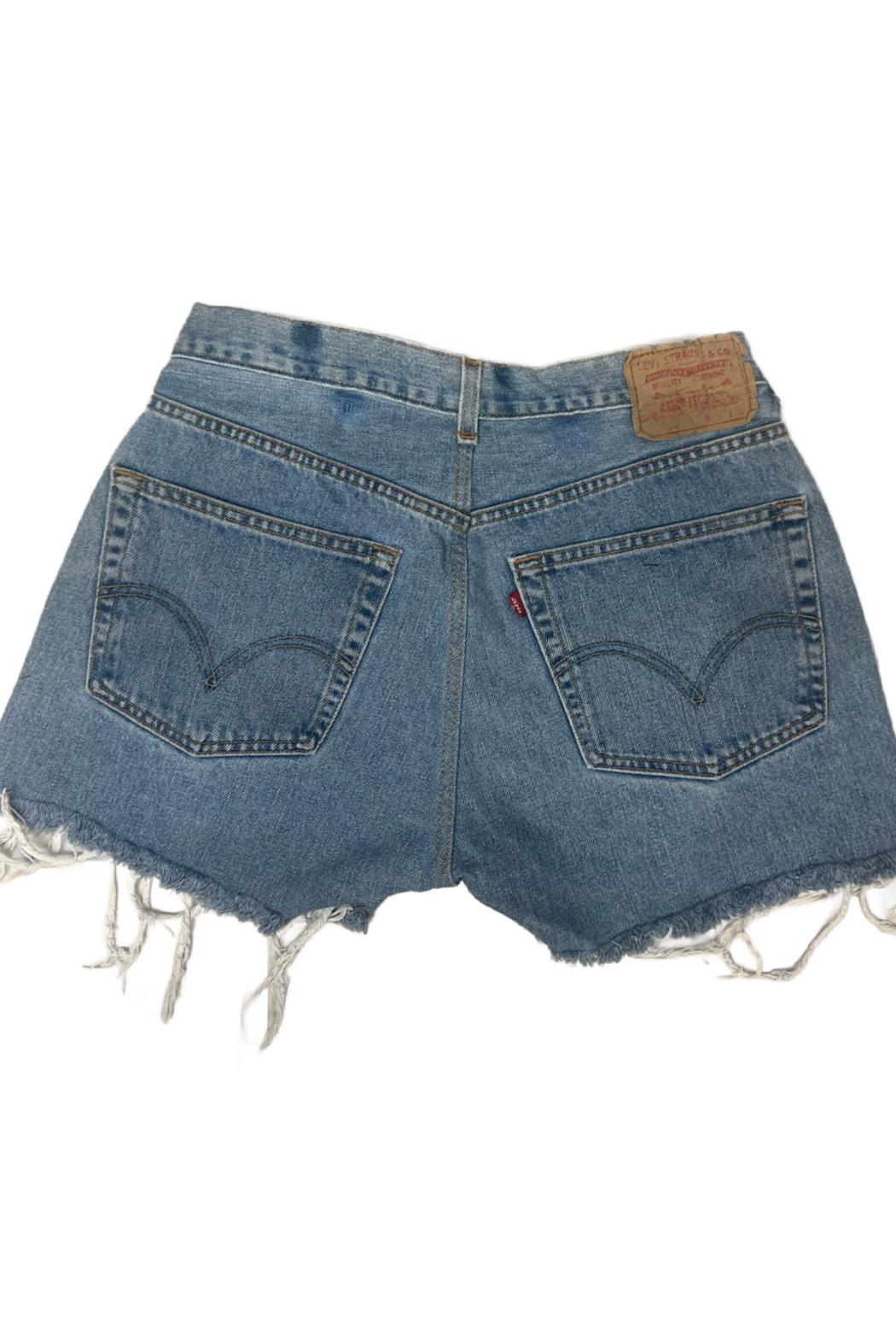 Embellished Up-cycled Levi Denim Shorts Product Image