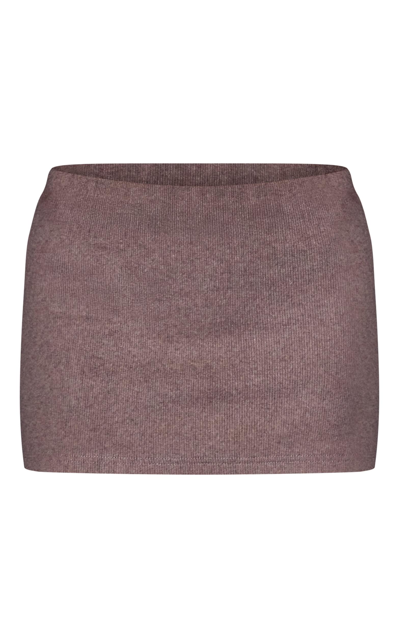 Light Brown Thick Brushed Rib Mini Skirt Product Image