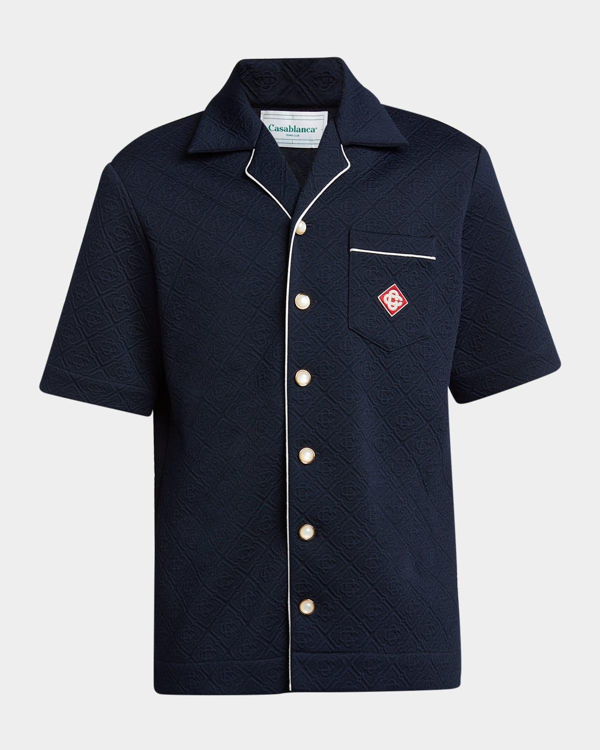 Mens Jacquard Monogram Button-Down Shirt Product Image