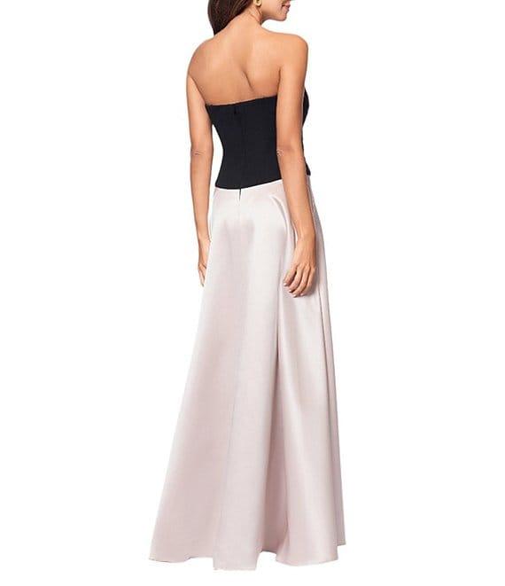 Xscape Mixed Media Satin Strapless Neck Sleeveless A-Line Gown Product Image