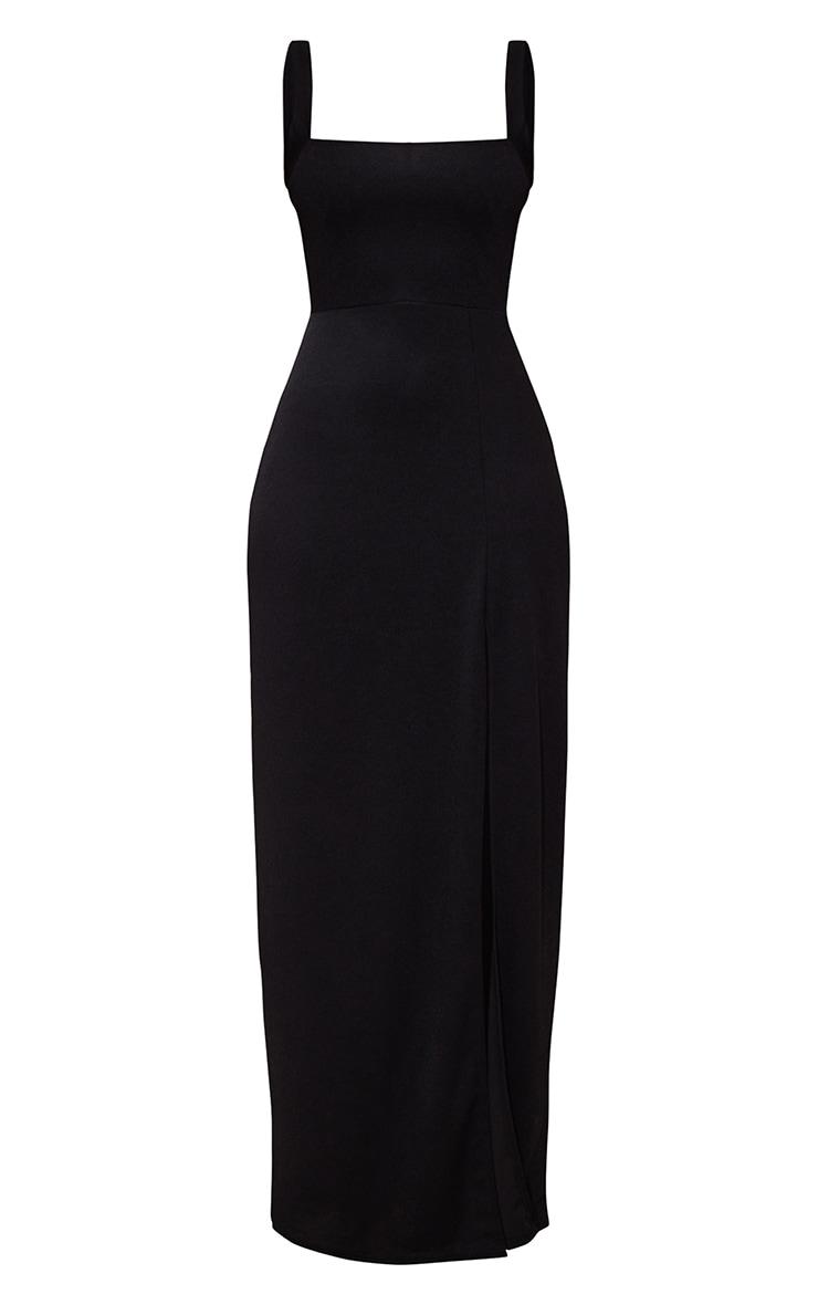 Black Straight Neck Maxi Dress Product Image